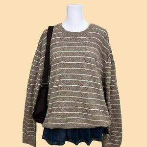 striped cotton knit crewneck sweater indie skate grunge boyfriend